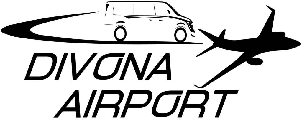 Logo avec une camionnette et un avion de la société Divona Airport